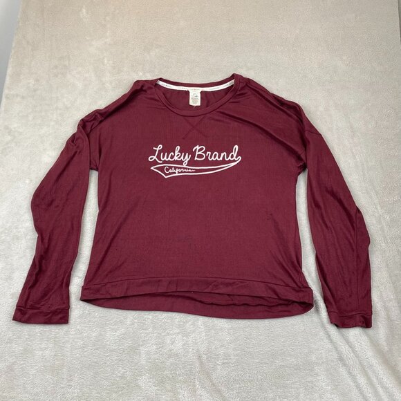 Lucky Brand Womens T-Shirt XL Long Sleeve V-Neck Crew Neck Red Casual Pullover - Picture 6 of 7